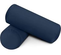 SAHARBEDDINGS 2 PC Cervical Neck Roll Pillow Cover with Cotton Bolster Pillowcases for Cylindrical Cushion Round Neck Pillowcase Zipper Closer (Navy Blue, 26x6 Roll Pillow Set of 2)
