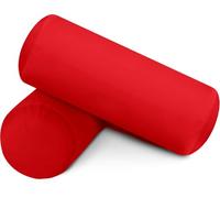 SAHARBEDDINGS 2 PC Cervical Neck Roll Pillow Cover with Cotton Bolster Pillowcases for Cylindrical Cushion Round Neck Pillowcase Zipper Closer (Red, 26x6 Roll Pillow Set of 2)
