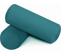 SAHARBEDDINGS 2 PC Cervical Neck Roll Pillow Cover with Cotton Bolster Pillowcases for Cylindrical Cushion Round Neck Pillowcase Zipper Closer (Teal, 20x6 Roll Pillow Set of 2)