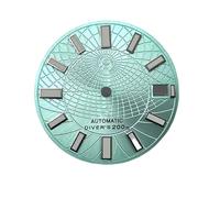 Saharuse 1pc 28.5 Mm Diameter Dial S Logo, Green Luminous Single Date Window for NH35/NH36/4R35 Movements Mechanical Watch Accessories(Light Blue)