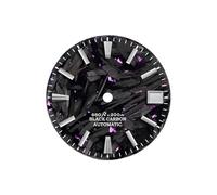 Saharuse 1pc Carbon Fiber Dial 28.5mm Blue Purple Broken Texture No Lume Index Fit for NH35 NH36 Movement Watch Accessories(B-Purple)