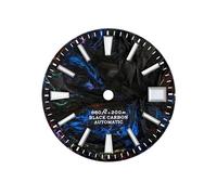 Saharuse 1pc Carbon Fiber Dial Blue Lume 28.5mm Rich Color Lava Texture for NH35NH38 Movement No Date/3o'Clock Date(Cyan,3o Clock no Logo)