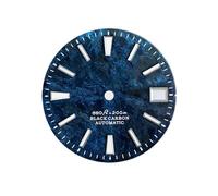 Saharuse 1pc Carbon Fiber Dial Blue Lume 28.5mm Rich Color Lava Texture for NH35NH38 Movement No Date/3o'Clock Date(Chocolate,No Date no Logo)