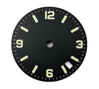 Saharuse 1pc Sterile 28.6mm Watch Dial Black/Blue 3.8 O'clock Date Window Green Luminous Automatic Movement Accessories Parts(Style 3)