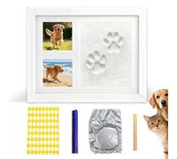 SahCognitual Pet Paw Print Kit for Dogs, Clay Print Photo Frame Keepsake Kit, Baby Footprint Handprint Kit, Pet Memorial Photo Frame for Newborn, Dog, Cat, Wall Hanging & Stand, White