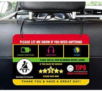 SAHEL Tips - Five Star Accessories Rider-Share Sign for Driver |Sign Rideshare 5 Stars Tips Taxi Sign Driver Rating Appreciated Ride-Share Driver Signs- Large 9x6