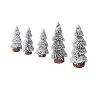 Sahgsa Artificial Flocked Cedar Tree Decorative Miniature Snow Flocked Trees for Holiday Desk Decor 5 Pcs Set