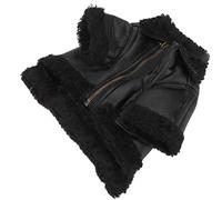 Sahgsa Dog Leather Jacket, Warm, Thickened Plush, PU Leather Dog Clothes, Elastic Turtleneck Design, Suitable for Halloween Parties, with Four Foot Long Winter Zip Jacket, for Dogs (XL)