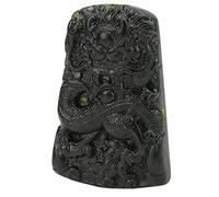 Sahgsa Dragon Necklace Exquisite Hand-Made Dark Jade Pendant for Good Luck Gift Collection Display