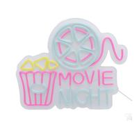 Sahgsa Movie Night Vivid Multi Color LED Neon Sign Adjustable Brightness Eye Catching Home Decor USB Powered for Parties Acrylic Size