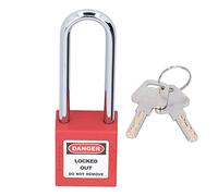 Sahgsa Safety Padlock Durable Chrome-Plated Steel 6-Cylinder Lock for Industrial Security Lockout, with 2 Keys for Equipment Maintenance and Shutdown Lockout