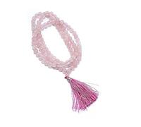 Sahiba Gems Natural Rose Quartz Stone Mala 108 + 1 Prayer Bead, 24.00 Inch, Stone, Quartz