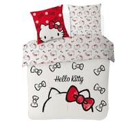 SAHINLER créateur d'univers Hello Kitty Duvet Cover with Bow Design 220 x 240 cm + 2 Pillowcases 63 x 63 cm 100% Cotton Ecru