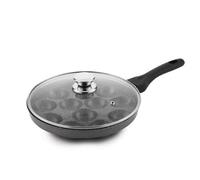Sahishnu Online and Marketing Non Stick Appam Patra, Appam Maker, 12 Pits Appam Maker with Glass Lid