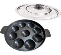 Sahishnu Online & Marketing 9 Cavity Induction Base Appam Pan with Steel Lid, Appam Maker, 9 Pits Appam Maker With Steel Lid