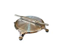 Sahishnu Online & Marketing Stainless Steel Chakla & Belan, Stainless Steel Circular Board and Rolling Pin for Kitchen, Steel Roti Chapati Board and Steel Rolling Pin