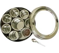 Sahishnu Online & Marketing Stainless Steel Transparent Masala Box,Spice Box,Masala Dabba,Spice Container -8 individual compartments, See through Masala box