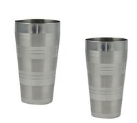 Sahishnu Online & Marketing Stainless Steel Tumblers Set of 2, Indian Stainless Steel Tumblers, Lassi Glasses, Multi-Purpose Steel Glass