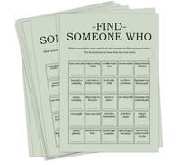 Sahjzk Find Someone Who Bingo Cards, 25 Unique Sheets, Team Building Games for Work, Icebreaker Fun, Engaging Office Games, Team Building Activity for Employees and Groups - Sage Green