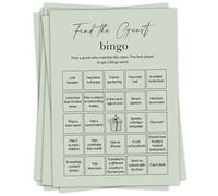 Sahjzk Find The Guest Bingo Cards Birthday Game 25-Pack Double-Sided Sage Green Birthday Party Games for Adults Fun Icebreaker Activities