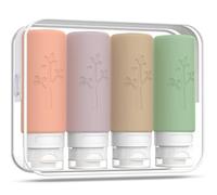 SAHMVER 100ml Silicone Travel Bottles for Toiletries, 4 Pack Leak Proof Refillable Squeezable Containers with Clear Zipper Bag and Labels, Portable Travel Essentials 3oz for Shampoo Conditioner