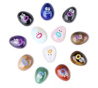 Sahoottie 12 Pcs Funny Crystals with Emoji Faces,Cute Polished Oval Stones Gift Set,Quirky Healing Crystals and Stones for Desk Decor Birthday Presents for Women Friends Family