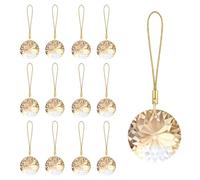 Sahoottie 12 Pcs Gold Crystal Glass Christmas Tree Balls Ornaments 30mm Christmas Tree Prisms Glass Decorations Elegant Gold Crystal Baubles Decorations Hanging Ornaments for Wedding Party Xmas