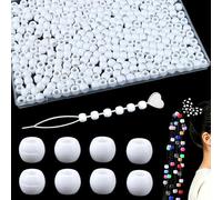 Sahoottie 12mm White Hair Beads for Braids,380Pcs Large Hole Plait Beads with Storage Box,Braiding Beads for Women,Ponytails,Dreadlocks,Hair Styling,White Pony Beads for Bracelets,Jewellery Making