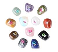 Sahoottie 12Pcs Irregular Crystal Stones,Funny Emoji Polished Healing Crystals and Stones Gift Set,Quirky Mixed Shape Rocks for Desk Decor Birthday Party Favors for Women Friends Family