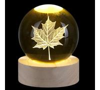 Sahoottie 60mm 3D Autumn Leaves Crystal Ball Fall Leaves Glass Ball Maple Leaf Paperweight Autumn Gifts Decoration
