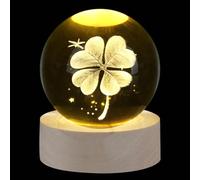 Sahoottie 60mm 3D Four-Leaf Clover Crystal Ball Four-Leaf Clover Good Luck Gifts for Women Four-Leaf Clover Paperweight Four-Leaf Clover Glass Ball