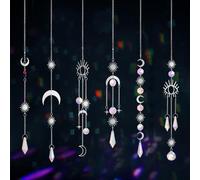 Sahoottie 6pcs Crystal Sun Catchers Set Silver Sun Catchers for Window Sunlight Catchers Hanging Crystals Bedroom Garden Outdoor Decor