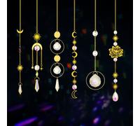 Sahoottie 6pcs Sun Catchers for Windows Hanging Crystal Gold Sunlight Catchers Crystal Sun Catchers Set Wind Chimes for Garden Car Decor