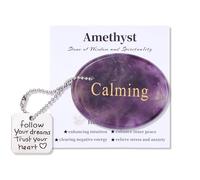 Sahoottie Amethyst Crystal Worry Stone for Anxiety with Inspirational Tag,Healing Crystal Gifts for Women for Anxiety Relief,Stress Calming,Thumb Stone Spiritual Gifts for Adults,Friends,Family