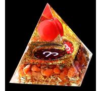 Sahoottie Aries Crystal Pyramid Ogan Chakra Energy Tower Healing Crystals Tower Orgonite Orange Pyramid Crystal Aries Gifts for Birthday Christmas Spiritual Gifts for Women Men