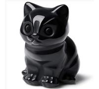 Sahoottie Black Obsidian Cat Ornament Healing Crystal Cat Figurine Black Crystal Gift for Cats Lovers Cat Statue Ornament for Desk,Shelf and Bedroom Accessories Christmas Birthday Gift
