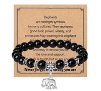 Sahoottie Black Obsidian Elephant Bracelet,Elephant Gifts for Women Men,Obsidian Crystal Bracelets Black Bracelet Protection & Grounding Inspirational Gifts for Women
