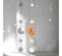 Sahoottie Carnelian Sun Catcher Red Moon Sun Catcher for Window Garden Hanging Crystal Rainbow Sunlight Catcher