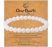 Sahoottie Clear Crystal Beaded Bracelets for Women Natural Stretchable Stacking Gemstone Stone Bracelet 6mm Beads for Women Everyday Wear Yoga & Spiritual Gift