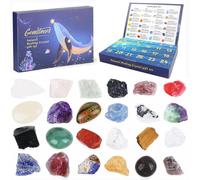 Sahoottie Crystal Advent Calendar 2025,24 Days Natural Crystal Gemstones Fossils Geographic Advent Calendars Crystals and Gemstones Rock Collection Enthusiasts Gifts for Women Men Adult Xmas