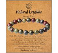 Sahoottie Crystal Bracelets for Women Dragon Bloodstone Bead Gemstone Bracelet Beaded Crystal Bracelet 8mm Red Anxiety Healing Labradorite Bracelets for Women Jewellery
