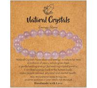 Sahoottie Crystal Bracelets for Women Strawberry Quartz Bead Gemstone Beaded Crystal Bracelet 8mm Pink Anxiety Healing Strawberry Quartz Bracelets for Women Jewellery