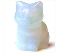 Sahoottie Cute Cat Ornament - Opal Crystal Cat Themed Gift for Women's Desk or Bedroom