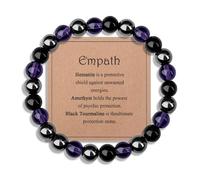 Sahoottie Empath Bracelet Amethyst Crystal Black Tourmaline Bracelet for Women Men Energy Balancing Jewellery Black Bracelets Beaded Bracelets