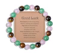 Sahoottie Healing Crystal Bracelet Good Luck Rose Quartz Tiger's Eye Green Aventurine Citrine Crystal Bracelet Gemstone Bracelets Good Luck Gifts Spiritual Gifts for Women