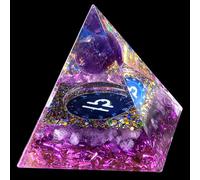 Sahoottie Libra Crystal Pyramid Amethyst Healing Crystals Tower Ogan Chakra Energy Tower Purple Nature Reiki Chakra Crushed Stone Astrology Gift for Libra Star Sign Lovers for Birthday Christmas
