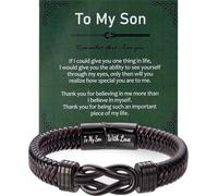 Sahoottie Mens Leather Bracelets Black Infinity Bracelet for Men To My Son Bracelet Engraved Bracelets for Son Gifts Birthday Presents