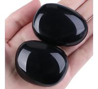 SAHOOTTIE Obsidian Crystal 1.6-1.8" Obsidian Gemstones Obsidian Healing Crystal Obsidian Polished Gemstone Obsidian Tumbled Stone Obsidian Pocket Stone for Crystal Lovers Beginners Collectors 1pc
