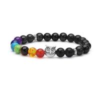 Sahoottie Owl Bracelet Charm Bracelet Owl Gifts for Women Jewellery Crystal Bracelets for Women Black Obsidian Beaded Bracelets