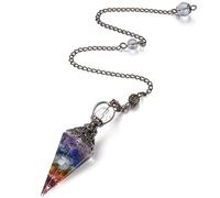SAHOOTTIE Pendulum Crystal Pendulum 7-Chakra Pendulum Crystal Reiki Healing Crystals Pendulums for Dowsing Spiritual Pointed Divination Pendulum Witchcraft Supplies Wiccan Rituals